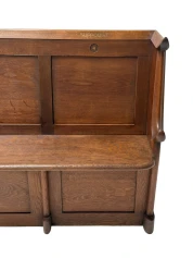 Willem Penaat Art Deco Three-Seat Bench, Solid Oak, 1920s